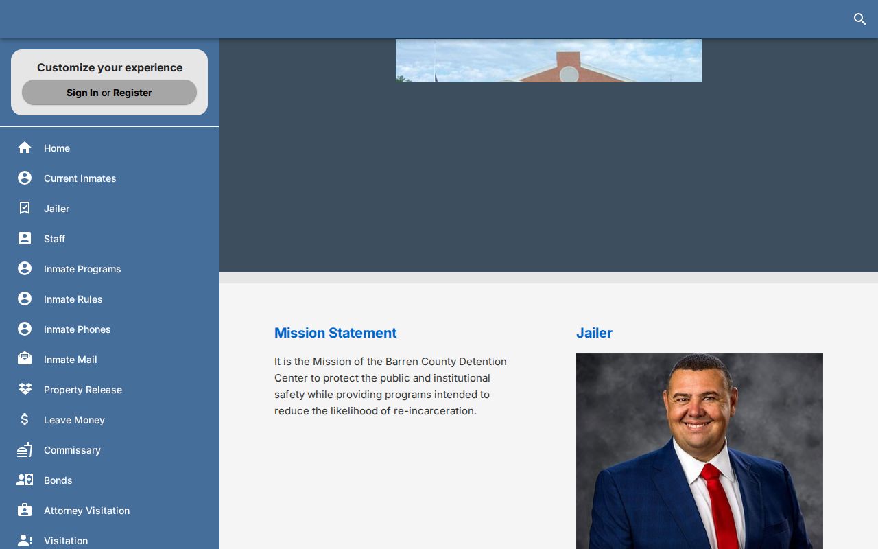Barren County Detention Center public application used for regional custody checks